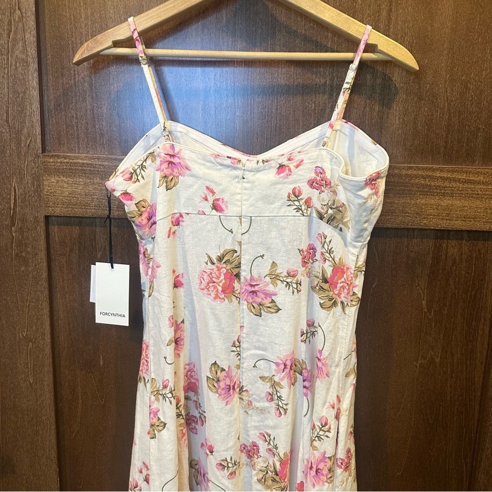 ForCynthia Floral Linen Blend Dress - Pink and white - Picture 5 of 7